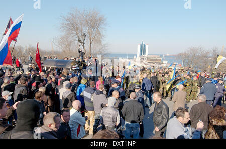 Odessa, Ukraine. 30th March, 2014. Radical 'right sector' and self-defense maidan provoked the first clash with supporters antimaidan 'Kulikovo Field' Odessa. Odessa police squad and pushed down radicals Potemkin Stairs. No victims and injured. Credit:  Andrey Nekrasov/Alamy Live News Stock Photo