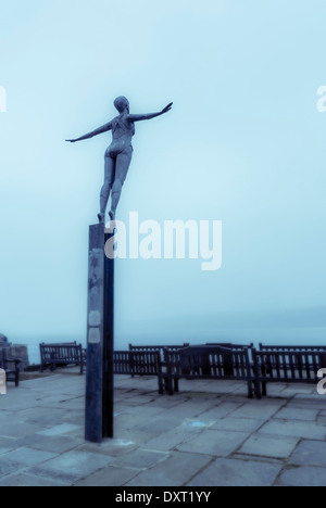 The Diving Belle, sculpture by Craig Knowles on Vincent's Pier, South Bay of Scarborough, UK. Stock Photo