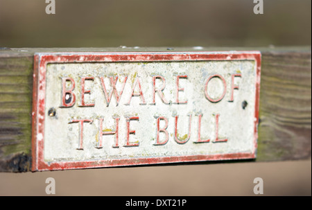 beware of the bull sign Stock Photo