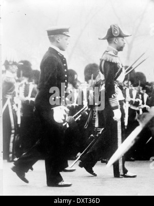 King George V and H.R.H. the Duke of Cornwall in the funeral procession of the Late King Edward VII Stock Photo