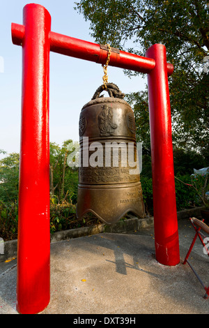 Bell in the Wang Sam Sien Temple in Pattaya, Thailand Stock Photo