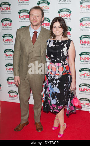 London, UK . 30th Mar, 2014. Actor Simon Pegg (L) and guest (R) pose for photographers during the 2014 Jameson Empire Awards held at The Grosvenor House, on Sunday March 30, 2014. Credit:  Heloise/Alamy Live News Stock Photo