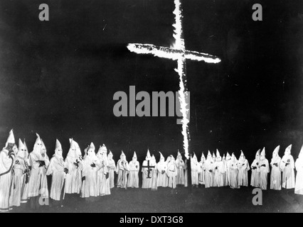 Ku Klux Klan cross burning, United States of America Stock Photo