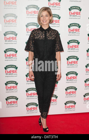 London, UK . 30th Mar, 2014. Actress Rosamund Pike poses for photographers during the 2014 Jameson Empire Awards held at The Grosvenor House, on Sunday March 30, 2014. Credit:  Heloise/Alamy Live News Stock Photo