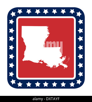 Louisiana state button on American flag in flat web design style, isolated on white background. Stock Photo