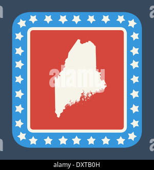 Maine state button on American flag in flat web design style, isolated on white background. Stock Photo