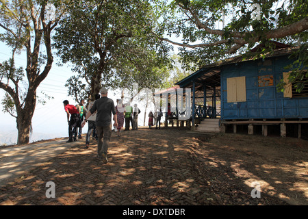 People at the viewing platform in Bandarban, Bangladesh. Stock Photo