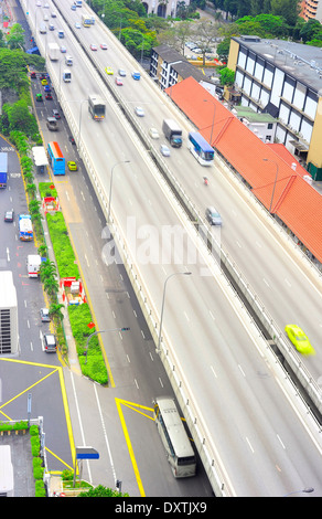 Aerial view on highway traffic in Singapore Stock Photo