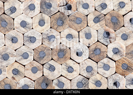close up of wall of grey graphite wooden texture pencils Stock Photo
