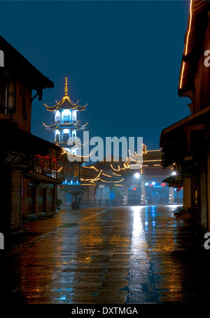 View of the old Chinese street at night. China Zhouzhuang