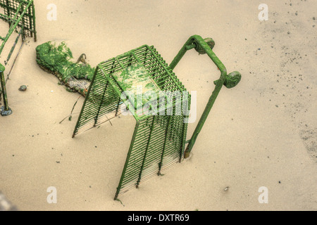 abandoned supermarket trolley in river thames, London Stock Photo