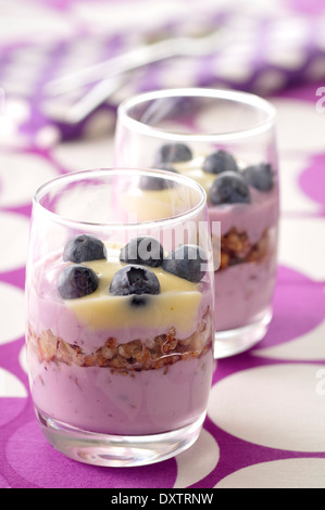 Cereal and blueberry tiramisu Stock Photo