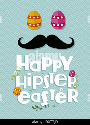 Happy hipster easter egg and mustache greeting card background. EPS10 vector file organized in layers for easy editing. Stock Photo