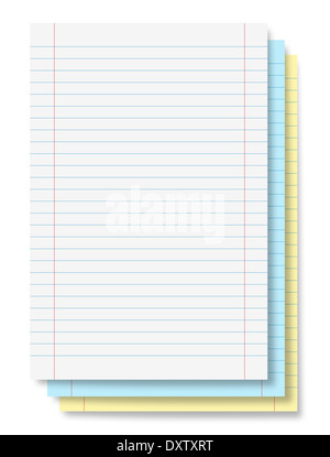 notebook sheets with stripes isolated on white Stock Photo