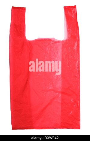 Red Plastic bag isolated on white background Stock Photo