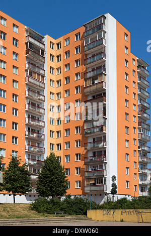 Brightly painted block of flats, Brno, Czech Republic Stock Photo