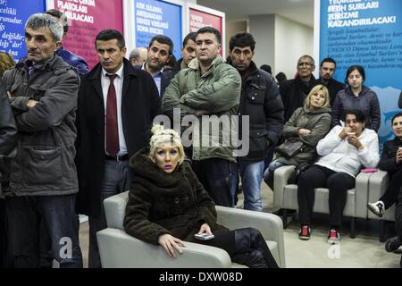 Istanbul, Turkey - 2014::03:30 - Supporters of the CHP watch election