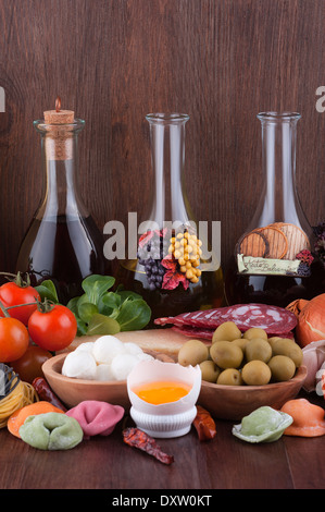 Big set traditional Italian foods Stock Photo