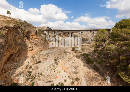 Dried up river bed in Almeria, Andalusia, South Spain, Europe Stock Photo