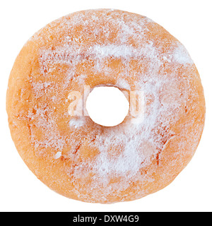 Doughnut powdered sugar isolated on white Stock Photo