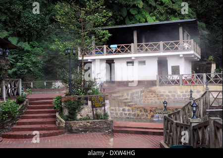 Steaming pools fed by natural hot springs at Fuentes Georginas. Zunil, Republic of Guatemala. Stock Photo