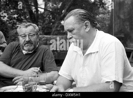 Jan Werich and Jiri Trnka Kampa Prague Czechoslovakia CSSR 1963 Stock Photo