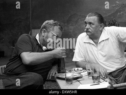 Jan Werich and Jiri Trnka Kampa Prague Czechoslovakia CSSR 1963 Stock Photo