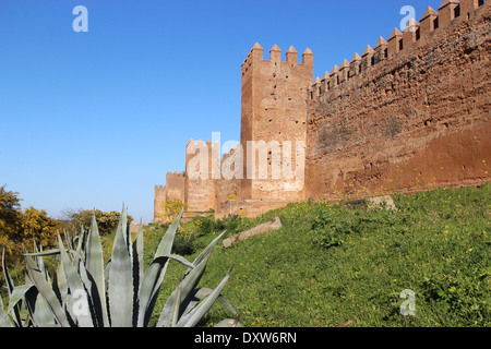 Chellah Kasbah Walls with blue sky in Rabat Morocco Stock Photo