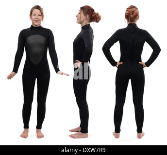 Front side and rear woman neoprene suit shape Stock Photo
