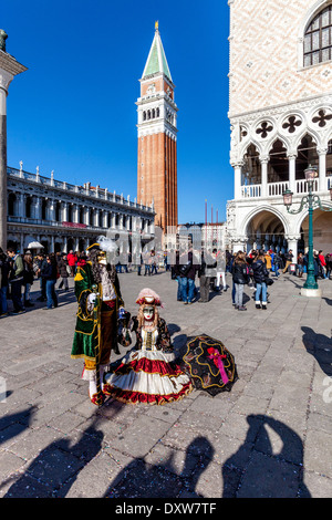 Costumed People, Venice Carnival, St Mark's Square, Venice, Italy Stock Photo