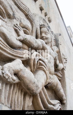 Stonework sculpture on the exterior of the Palais de Tokyo, Paris, France Stock Photo