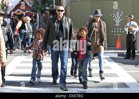 Heidi Klum seen with her children Henry Leni Lou Sulola Johan Samuel her boyfriend Martin Kristen and her mother Erna at The Grove Los Angeles California - 21.11.12 When: 21 Nov 2012 Stock Photo