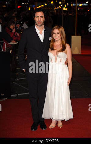 Sacha Baron Cohen and Isla Fisher Les Miserables World Premiere held at the Odeon & Empire Leicester Square - Arrivals. London England - 05.12.12 Featuring: Sacha Baron Cohen and Isla Fisher Where: London United Kingdom When: 05 Dec 2012 Stock Photo