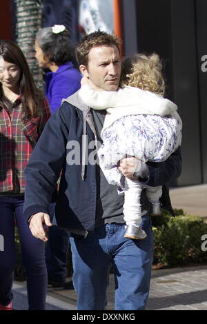 Breckin Meyer seen with his daughter Caitlin Willow out Christmas shopping at The Grove Los Angeles California- 21.12.12 Featuring: Breckin Meyer When: 21 Dec 2012 Stock Photo