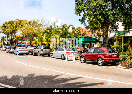 Shops and Restaurants on St. Armands Circle Island FL Stock Photo