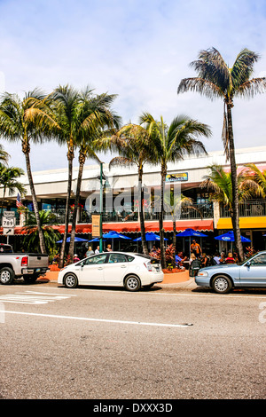 Shops and Restaurants on St. Armands Circle Island FL Stock Photo