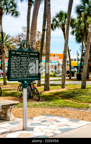 Historical education Placard at St. Armands Circle Island, Sarasota FL Stock Photo