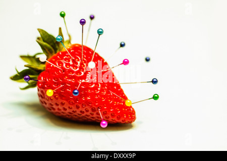 Strawberry with Pins Stock Photo