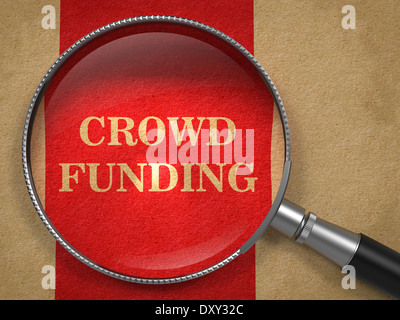 Crowd Funding Concept - Magnifying Glass. Stock Photo