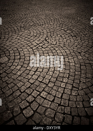 Cobbled street pattern in Manchester UK Stock Photo