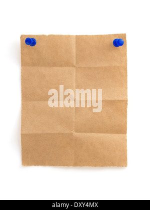 folded note paper isolated on white background Stock Photo