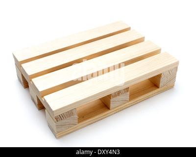 Wooden warehouse pallet shot over white background Stock Photo