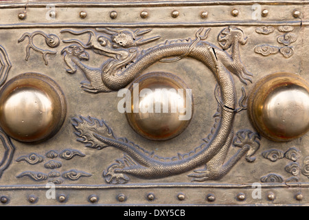 ASIA Beijing Bronze relief of dragon CHINA Detail Forbidden City Stock Photo