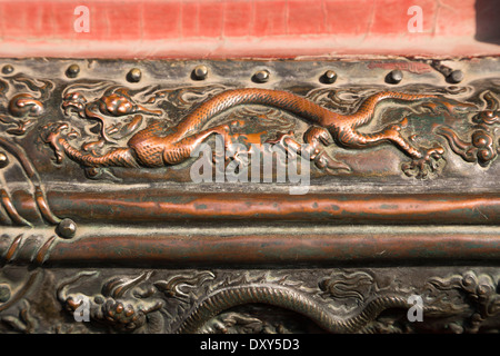 ASIA Beijing Bronze relief of dragon CHINA Detail Forbidden City Stock Photo