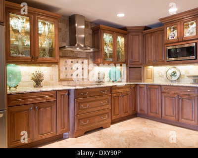 Showcase luxury modern residential kitchen, USA Stock Photo