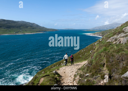 The Sound of Scarp (Caolas an Scarp) from the path to Glen Clavadale (Clabhadail), Harris, Western Isles, Scotland, UK. Stock Photo