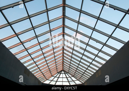 Skylight ceiling at dusk in commercial office or industrial building Stock Photo