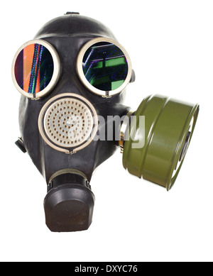 a gas mask on a mannequin head Stock Photo