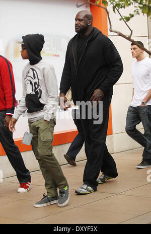 Shaquille O'Neal and his children seen walking through The Grove Featuring: Shaquille O'Neal When: 10 Nov 2012 Stock Photo