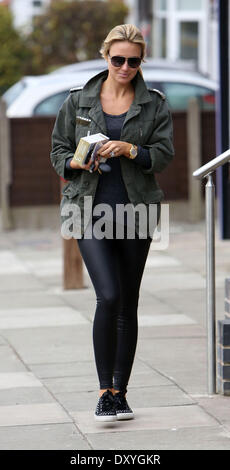 Alex Gerrard is seen leaving the hairdressers in a stylish scarf